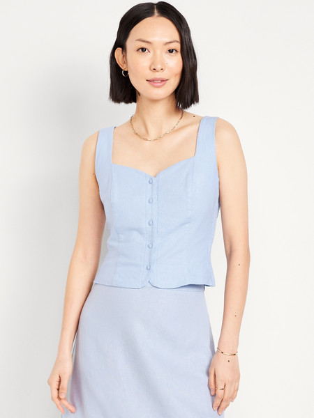 Button-Front Linen-Blend Vest | Old Navy (US)