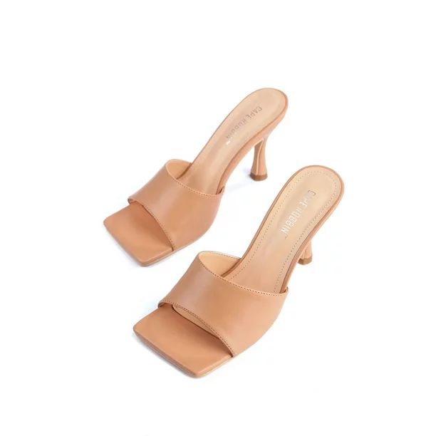 CAPE ROBBIN TOWN SQUARE ON YOUR KNEES HEEL SANDAL SQUARE TOE MULE NUDE (8.5, NUDE) | Walmart (US)
