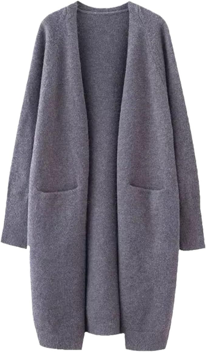Lazy V-Neck Oversize Long Sweater Cardigans Jacket Coat Women Outwear | Amazon (US)