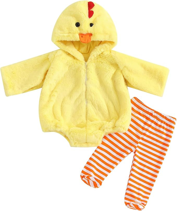 Twopumpkin Baby Chick Halloween Costumes Cute Infant Toddler Girl Boy Duck Costume Cape Sleeve Fu... | Amazon (US)