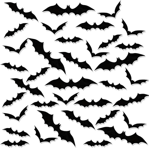 GWHOLE 108Pcs 3D Black Bats Wall Stickers Wall Decal for Halloween Party Home Decor (Assorted Siz... | Amazon (CA)