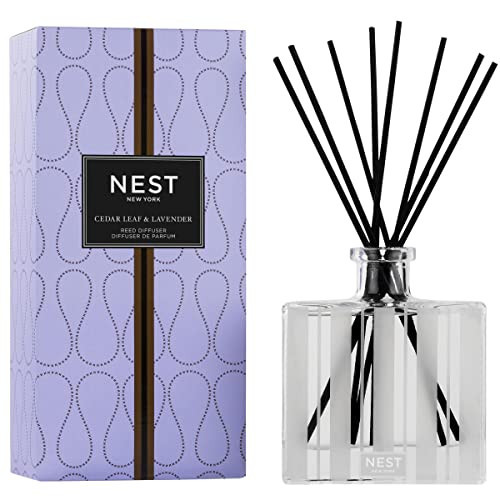 NEST New York Reed Diffuser, Cedar Leaf & Lavender - 5.9 fl oz - Fragrance for Up to 90 Days - Reusable, Refillable Glass Holder - Includes 8 All-Natural Reed Sticks - Flame Free | Amazon (US)