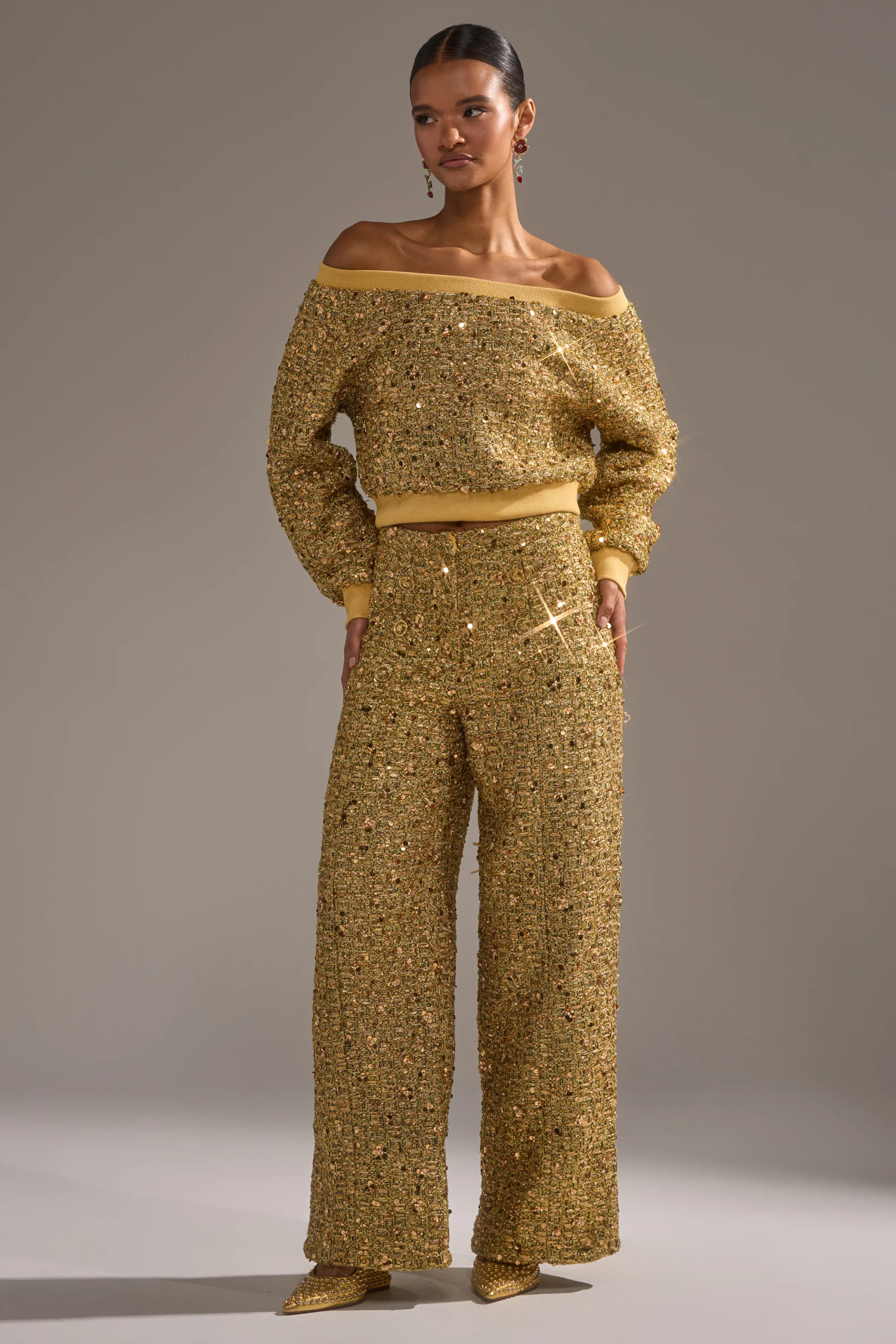 PRETTY IN GOLD STRAIGHT LEG PANT | AKIRA