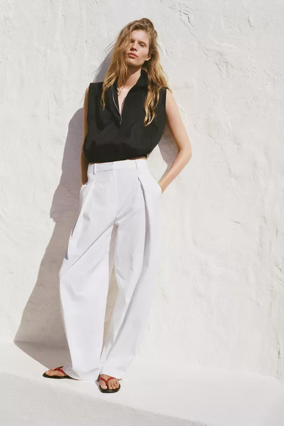 POPLIN TROUSERS WITH DARTS | Zara UK