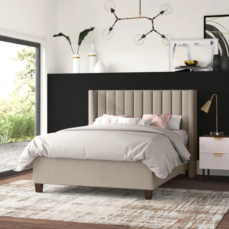 Ovee Vertical Channel Tufted Wingback Upholstered Platform Bed | Wayfair North America