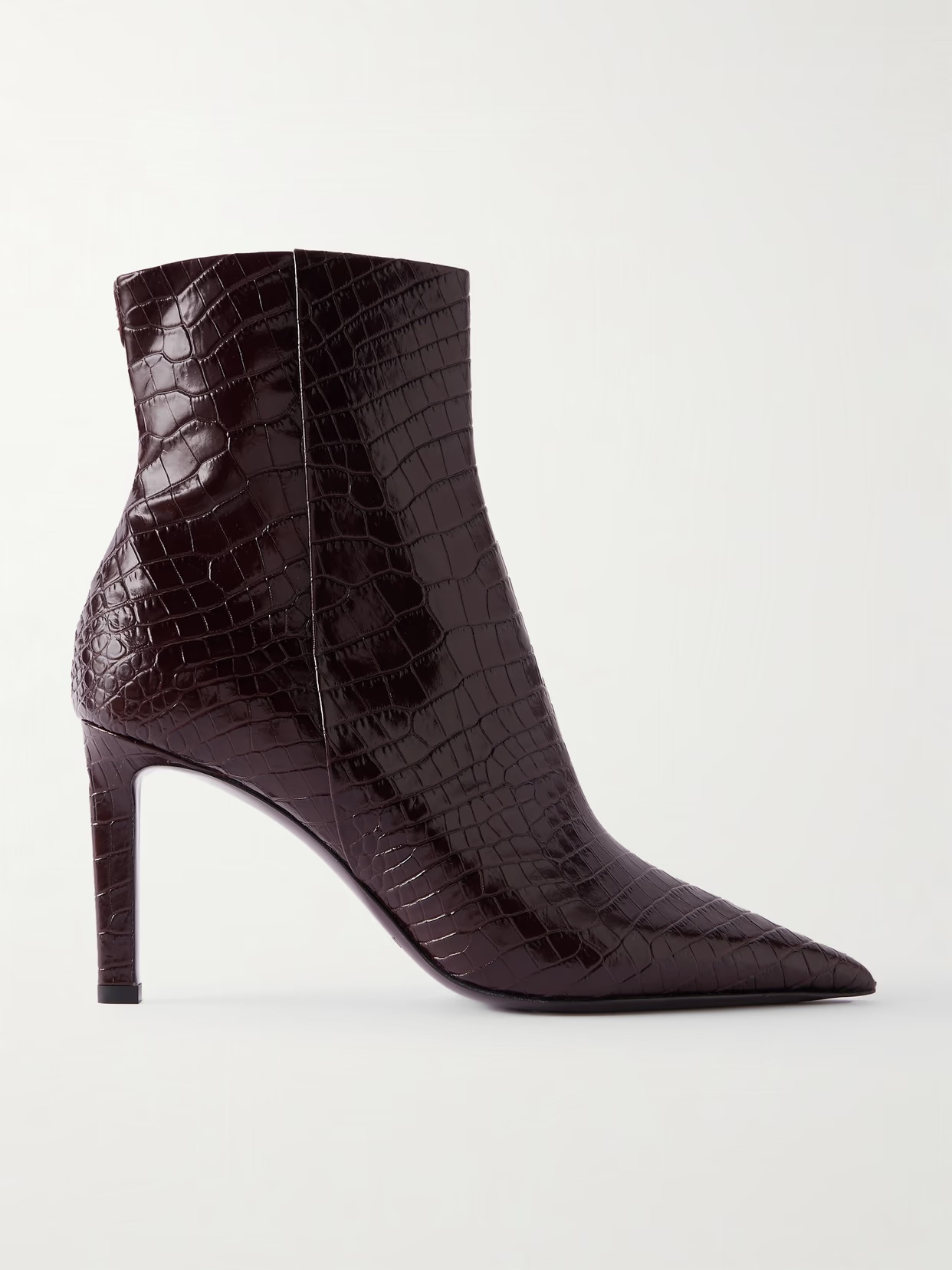 Jimmy Choo - Frankie 85 Croc-effect Leather Ankle Boots - Burgundy | NET-A-PORTER (US)