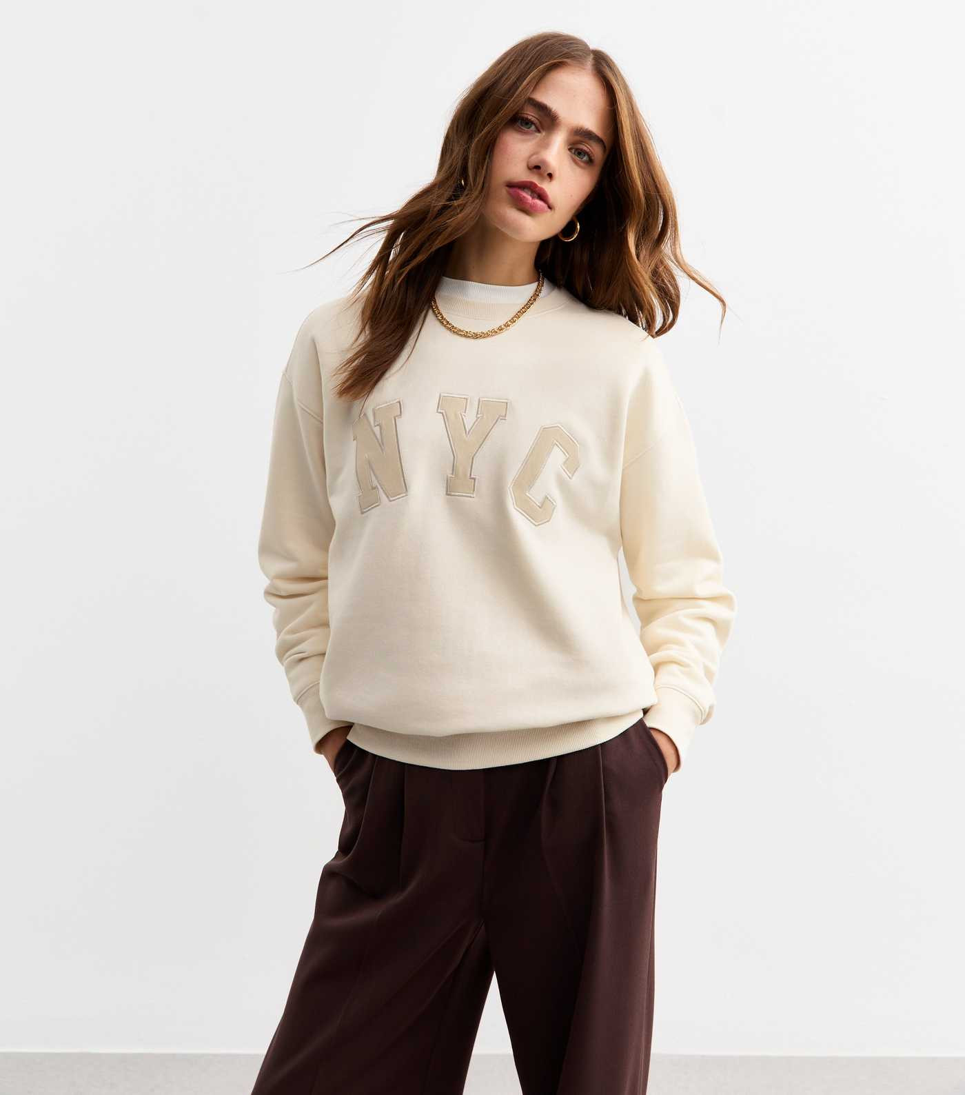 Off White NYC Jersey Sweatshirt 
						
						Add to Saved Items
						Remove from Saved Items | New Look (UK)