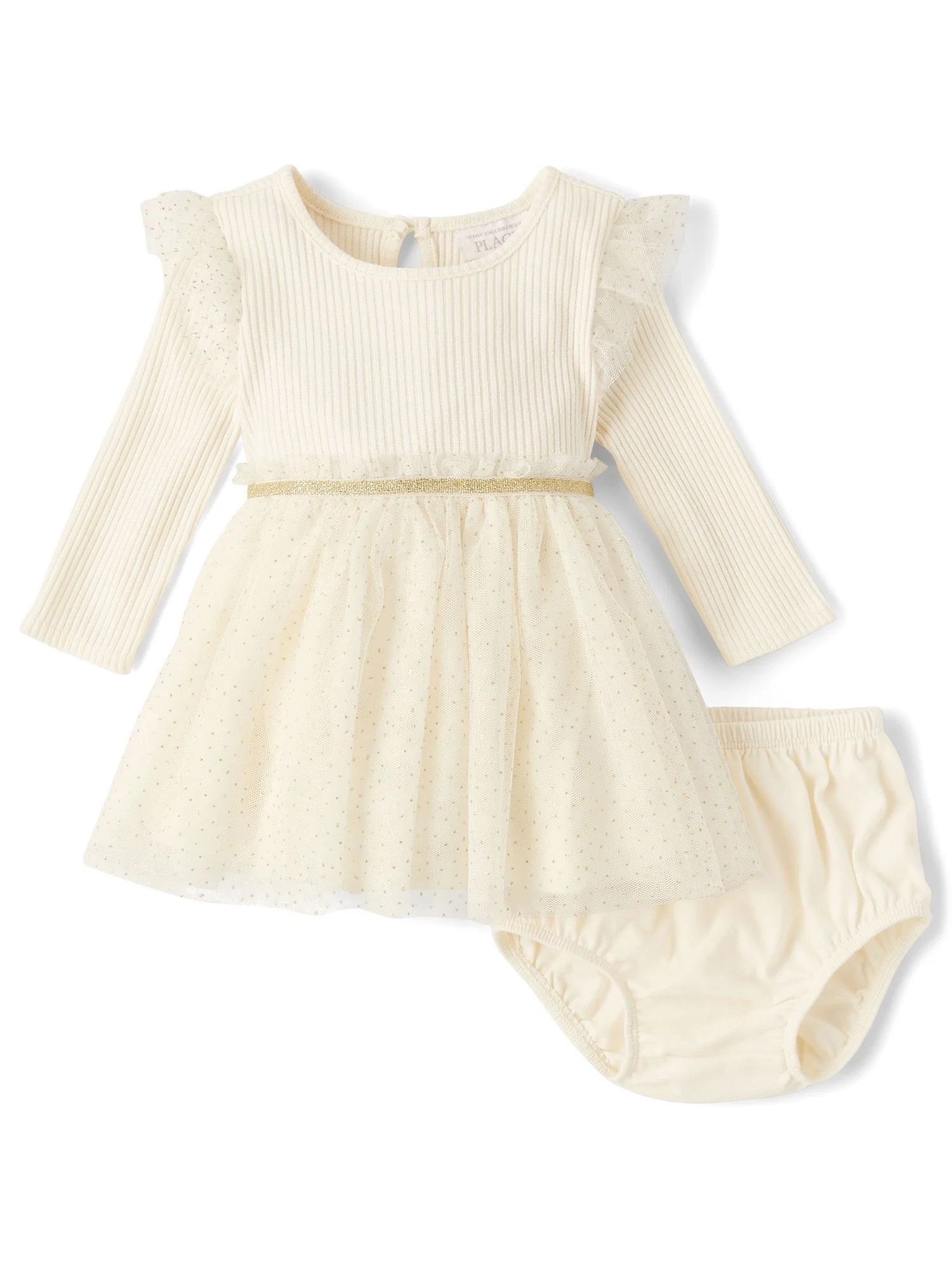 The Children's Place Baby Girls Long Sleeve Ribbed Tutu Dress, Sizes NB-18M - Walmart.com | Walmart (US)