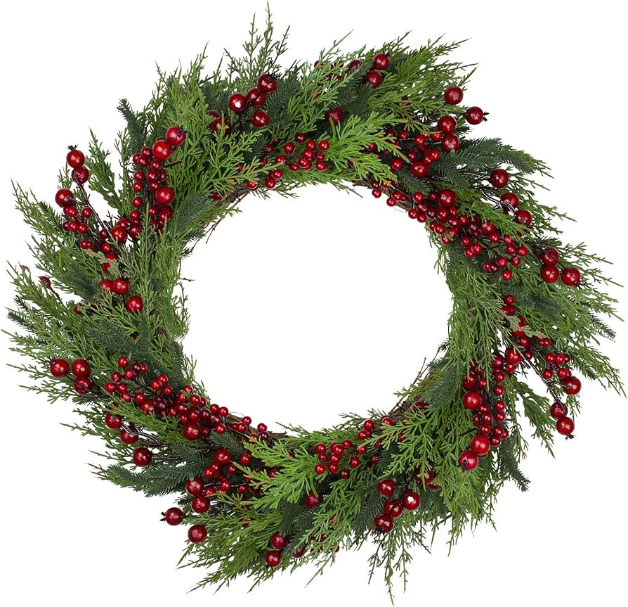 Mixed Pine and Berries Artificial Christmas Wreath - 26 inch, Unlit | Amazon (US)