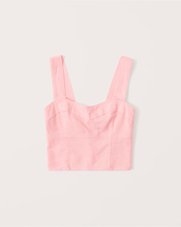 Women's Linen-Blend Corset Set Top | Women's Tops | Abercrombie.com | Abercrombie & Fitch (US)