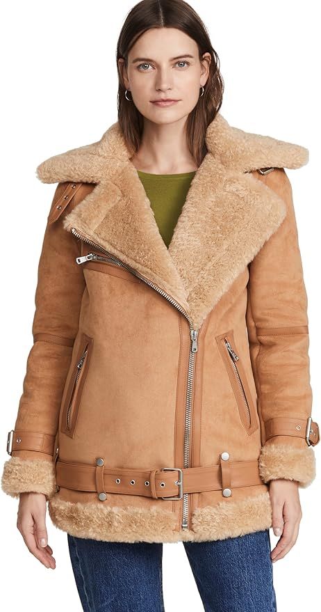 Avec Les Filles Women's Bonded Faux Shearling Biker Jacket | Amazon (US)