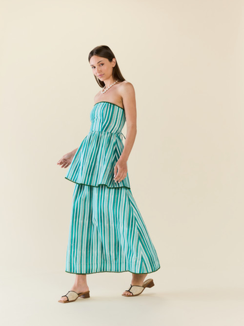 Eddy Daisy Dress x Charli Evans in Dunmore Blue Stripe at Nordstrom, Size X-Large | Nordstrom
