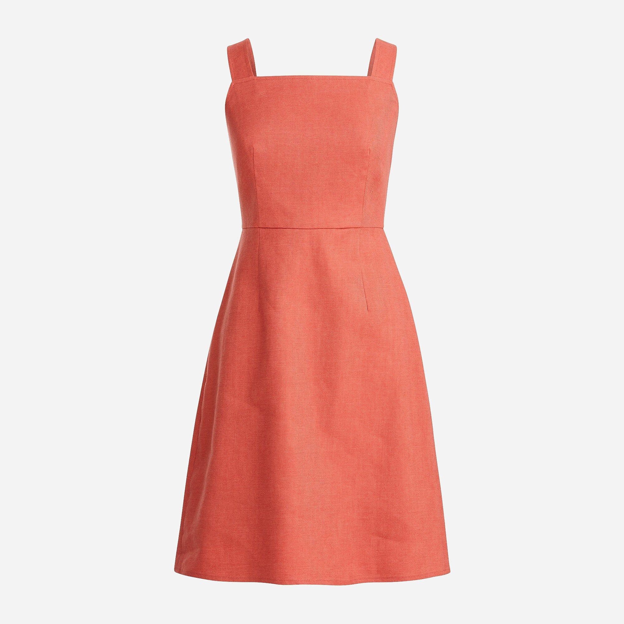 Squareneck A-line dress in stretch linen | J.Crew US