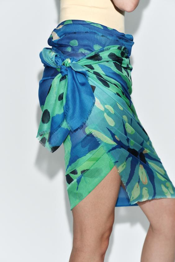 HIBISCUS PRINT MODAL SILK SCARF | Zara US