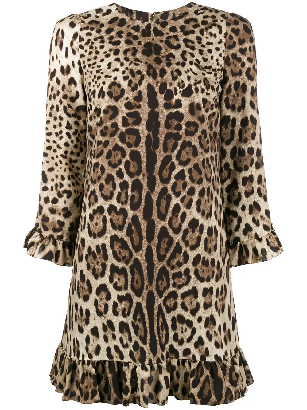 Dolce & Gabbana leopard print ruffle dress - Brown | FarFetch US