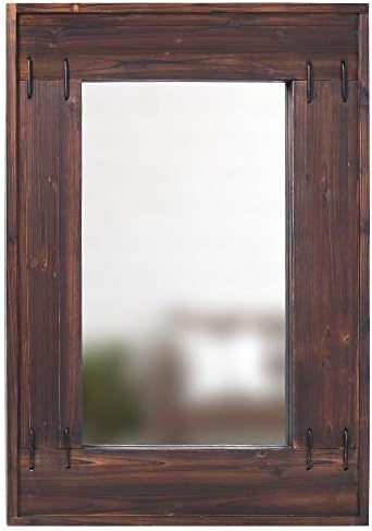 Barnyard Designs 27.5" x 40" Decorative Wall Hanging Mirror, Large Wood Frame Farmhouse Mirror wi... | Amazon (US)