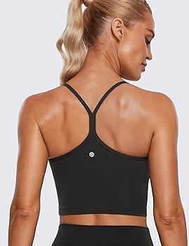 CRZ YOGA Womens Butterluxe Y Back Longline Sports Bras - Spaghetti Straps Racerback Padded Yoga B... | Amazon (US)