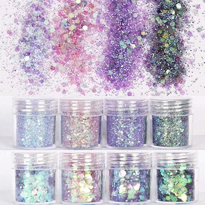 Amazon.com: COKOHAPPY Holographic Chunky Glitter Total 80g Body Nail Face Cosmetic Hexagon Chunky... | Amazon (US)