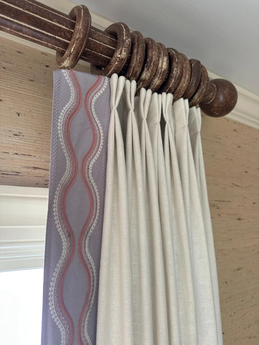 Linen Pinch Pleat Drapes With Trim Tape Many Fabric Colors Curtains French Pleated Fretwork Pink ... | Etsy (US)