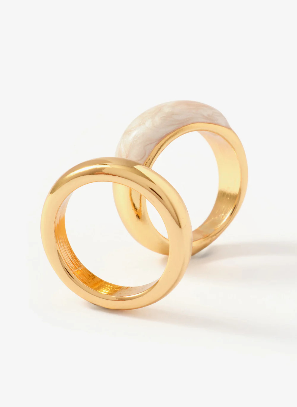 Gold Tone Pearlescent Ring Set | Mint Velvet