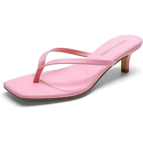 DREAM PAIRS Heels for Women Flip Flops Kitten Low Heels Open Square Toe Thong Heeled Sandals, Fas... | Amazon (US)