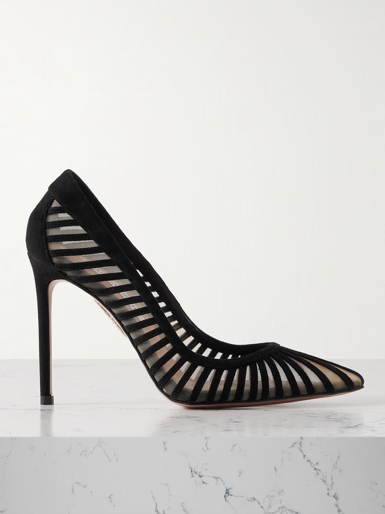 Aquazzura - Passions 105 Tulle And Suede Pumps - Black | NET-A-PORTER (US)