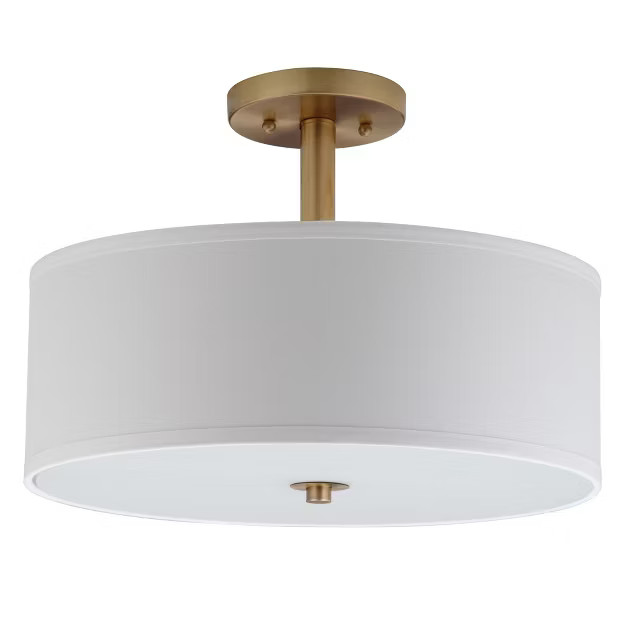 11.3" Clara 3 Light Semi Flush Drum Light Gold - Safavieh | Target