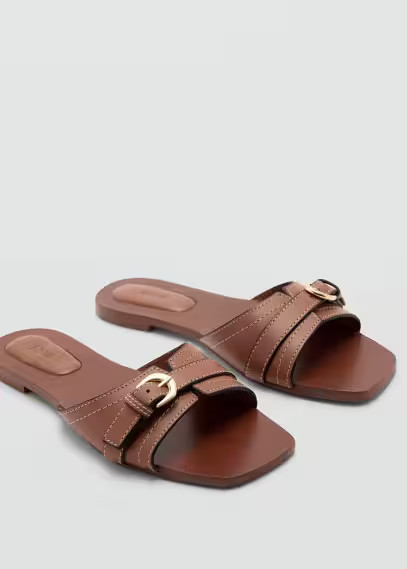 MANGO - Buckle leather sandals leather - 9 - Women | MANGO (US)