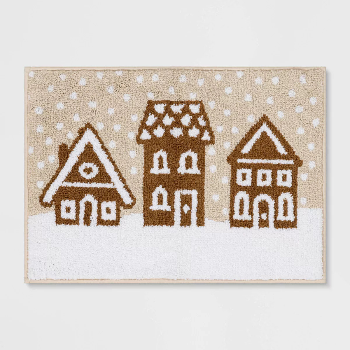 17"x24" Gingerbread House Christmas Bath Rug Brown/White - Wondershop™ | Target