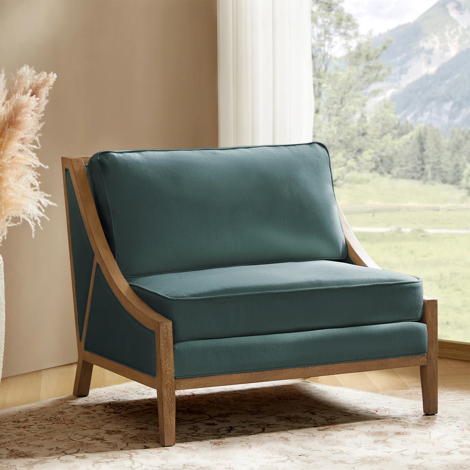 Theoren 37.5"W Farmhouse Oversize Solid Wood Accent Chair | Wayfair North America