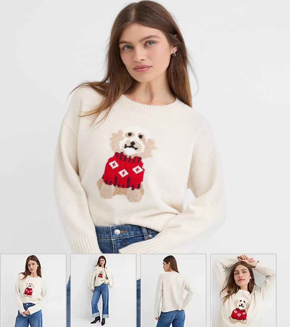 Adorable Goldendoodle everyday sweater from Loft is so cute giving off cozy winter vibes 
55% Cotton 22% Polyester 19% 
Acrylic 4% Spandex

#LTKStyleTip #LTKSaleAlert #LTKPets