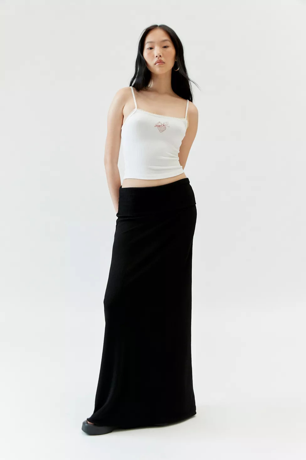 Urban Renewal Remnants Foldover Crepe Maxi Skirt | Urban Outfitters (US and RoW)