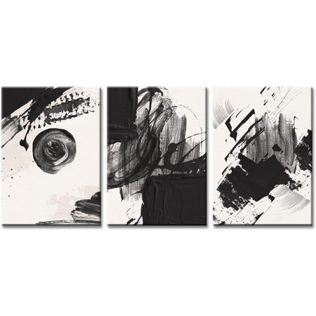 Abstract Wall Art Black and White Ink and Wash Prints Pictures 3pcs Framed Canvas Artwork for Bedroo | Walmart (US)
