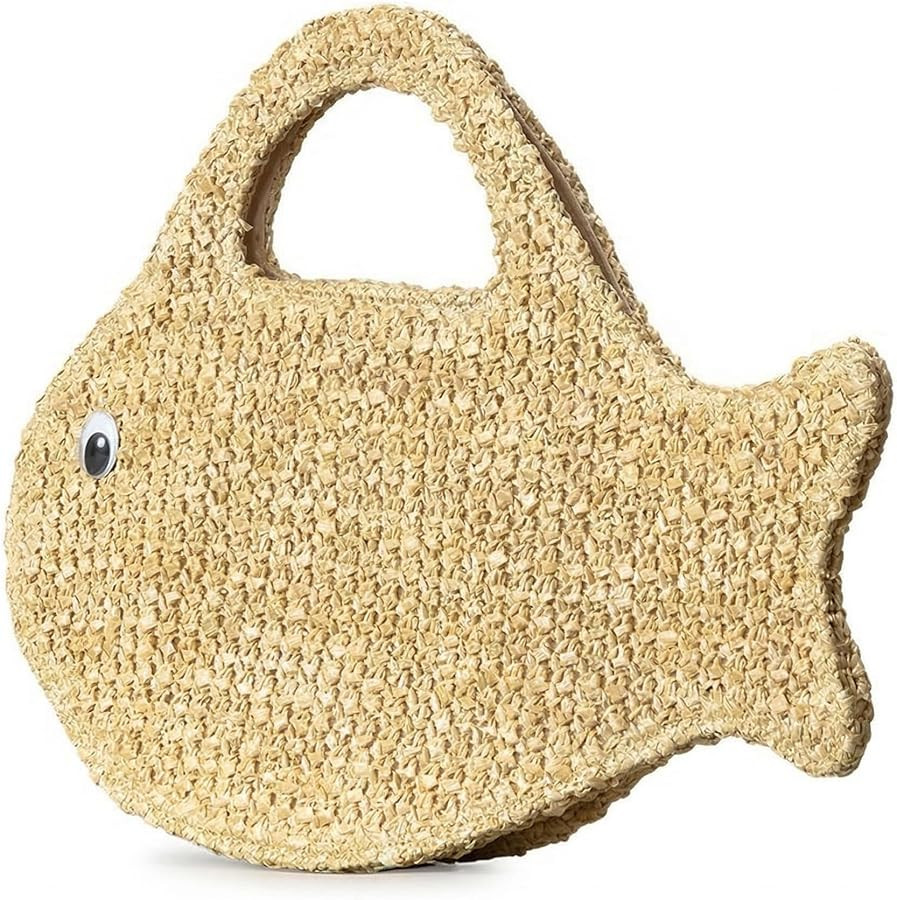 Straw Fish Purse for Women, 2026 Summer Fashion Woven Clutch Novelty Mini Tote Bag, Natural Mater... | Amazon (US)