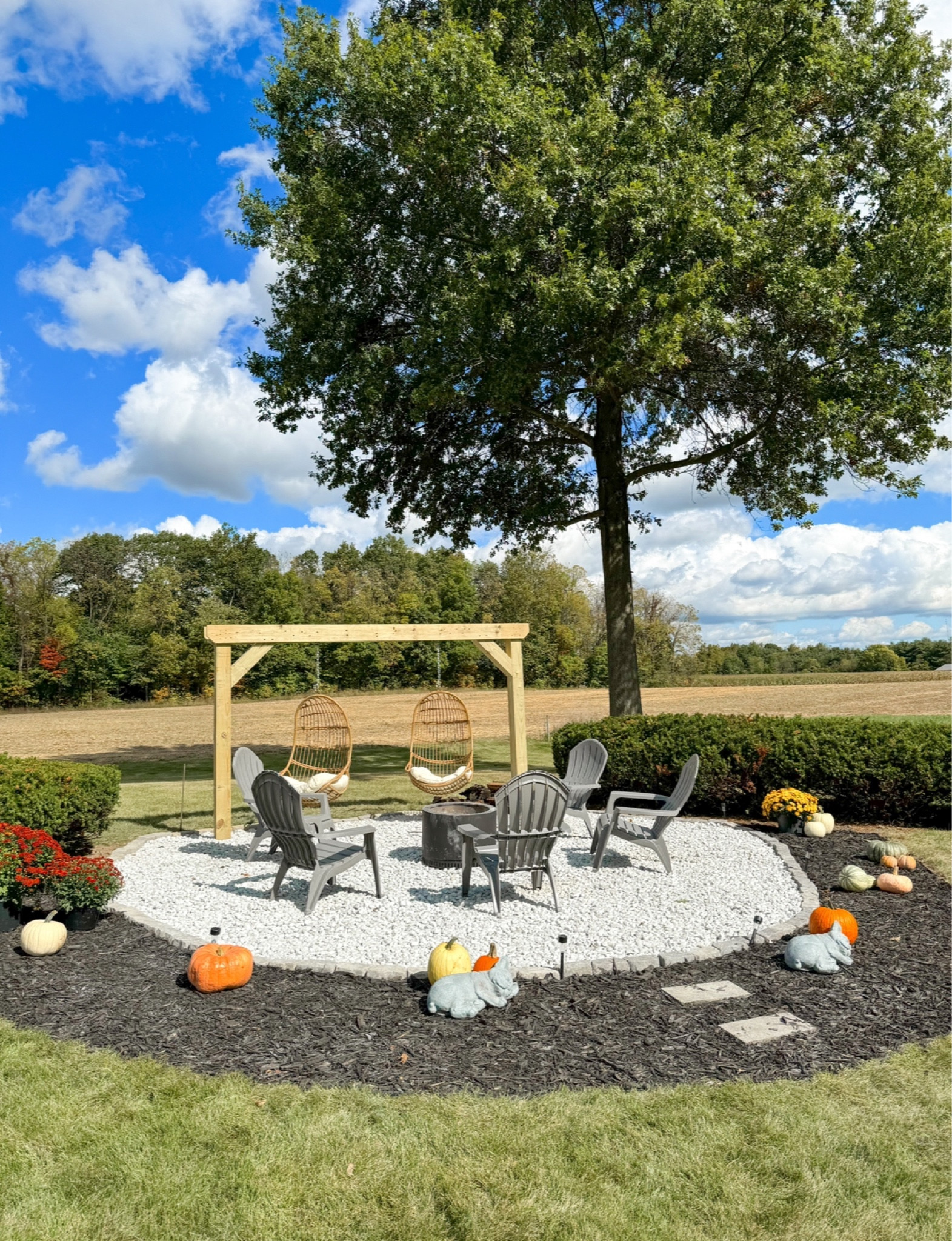 Our DIY egg chair fire pit!! 
PLANS: https://aspenackley.com/collections/firepit/products/hanging-egg-chair-fire-pit

#LTKparties #LTKfamily #LTKhome