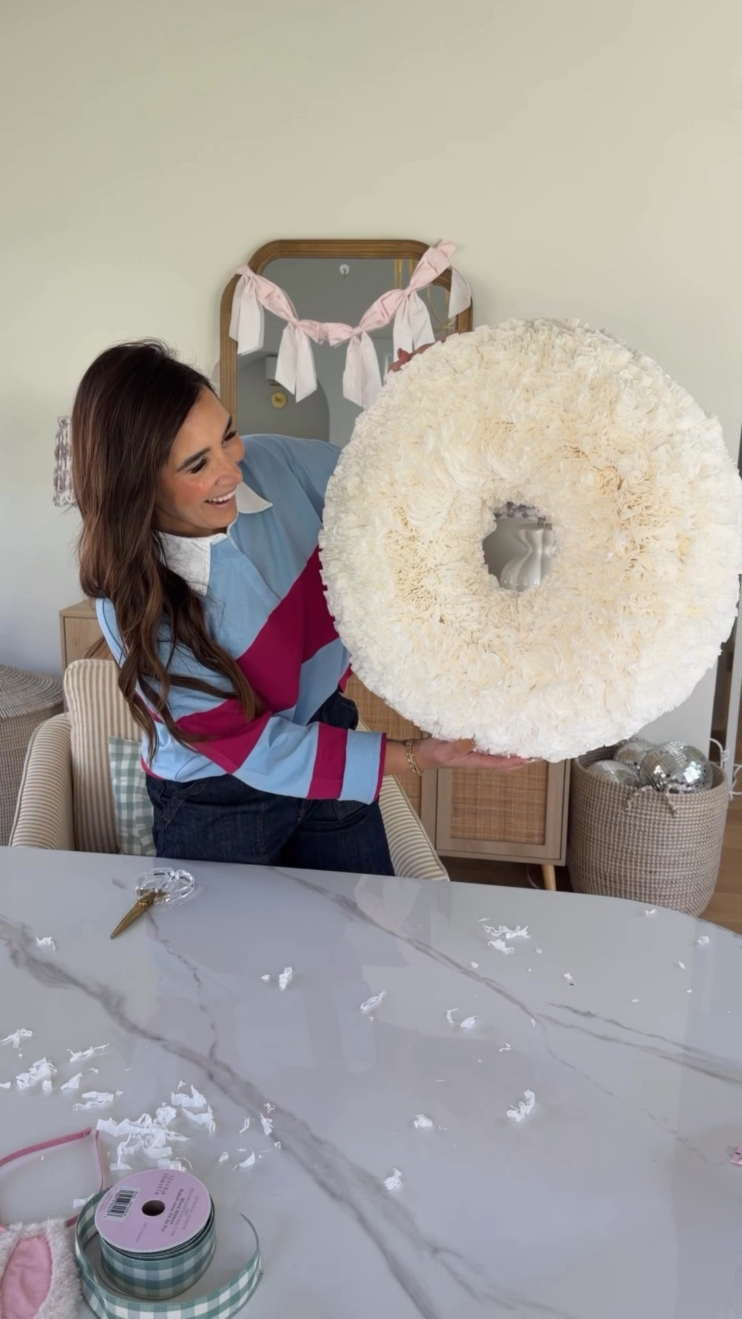 Dare I say this might be my favorite DIY I’ve ever made… and that’s saying a lot. 🐰🎀 
A Easter wreath made from coffee filters and somehow it looks like something straight out of a fancy boutique. 🤌🏼

Did it take hours? Yes.
Did I question my life choices halfway through? Also yes.
Was it worth it? ABSOLUTELY. 12/10 obsessed

#easterdiy #springcrafts #diywreath

#LTKFestival #LTKHome #LTKSeasonal