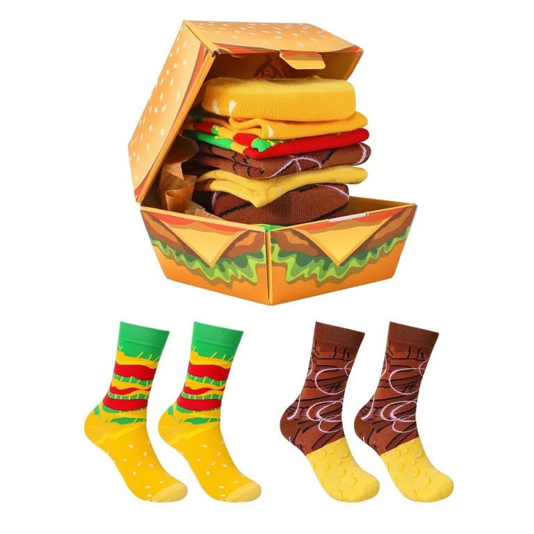 Funny Burger Socks Box for Men Dad Women Teen Boys -Funny Gifts Hamburger Novelty Funky Crazy Sil... | Walmart (US)