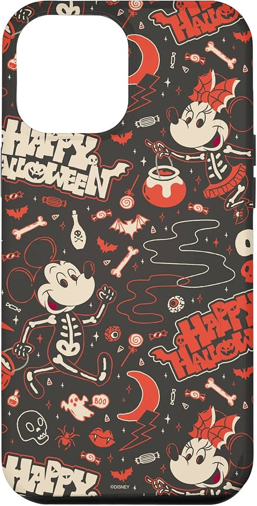iPhone 14 Pro Max Disney Mickey Mouse & Minnie Mouse Happy Halloween Skeletons Case | Amazon (US)