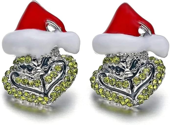 Blingsoul Green Monster Santa Earrings - Claus Anime Christmas Hat Xmas Stud Holiday Jewelry For ... | Amazon (US)