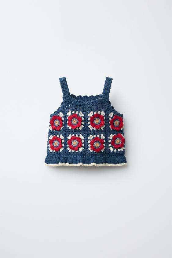 CROCHETED FLOWER KNIT TOP | Zara US