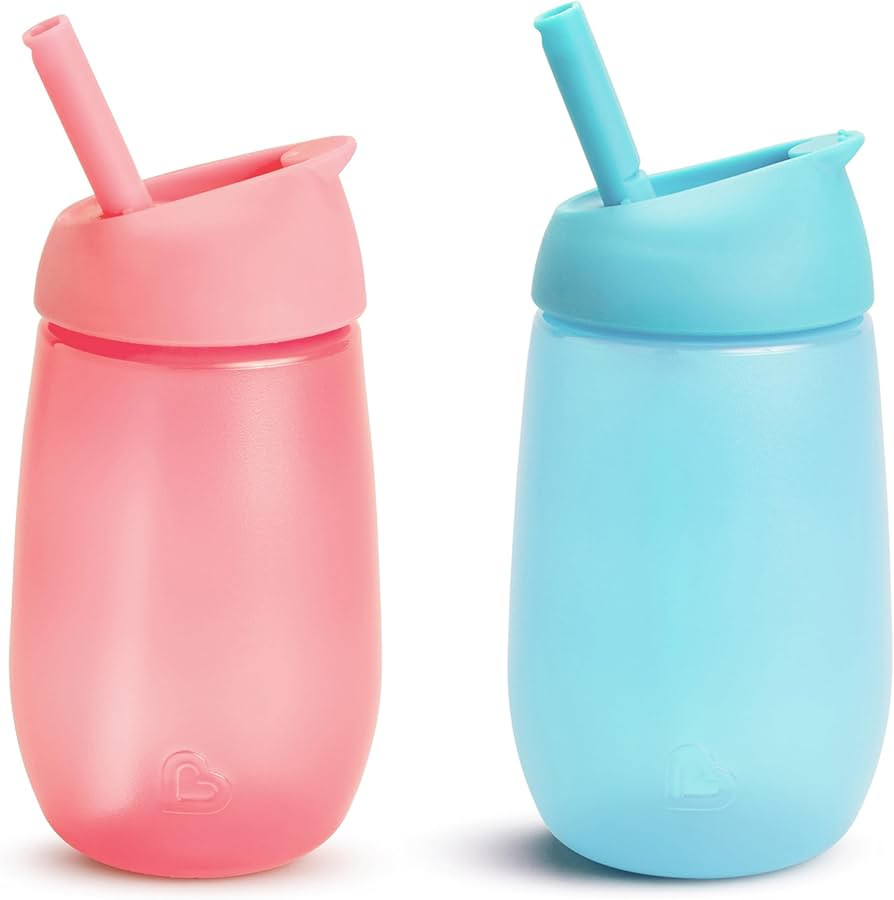Munchkin® Simple Clean™ Toddler Sippy Cup with Easy Clean Straw, 10 Ounce, 2 Pack, Pink/Blue | Amazon (US)