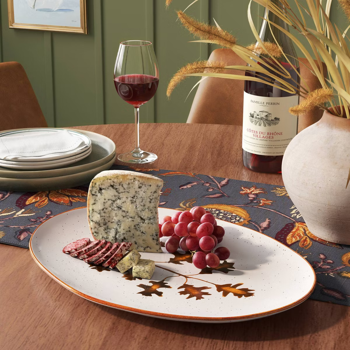 15.38" Leaf Stoneware Serving Platter - Threshold™ | Target