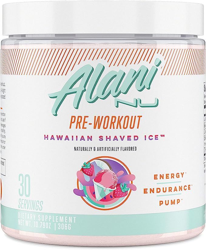 Alani Nu Pre-Workout Supplement Powder for Energy, Endurance, and Pump, Hawaiian Shaved Ice, 30 S... | Amazon (US)