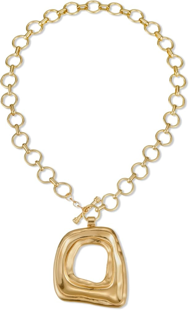 Amazon.com: Catuni Chunky Gold Statement Necklaces for Women 14K Gold Plated Large Pendant Neckla... | Amazon (US)