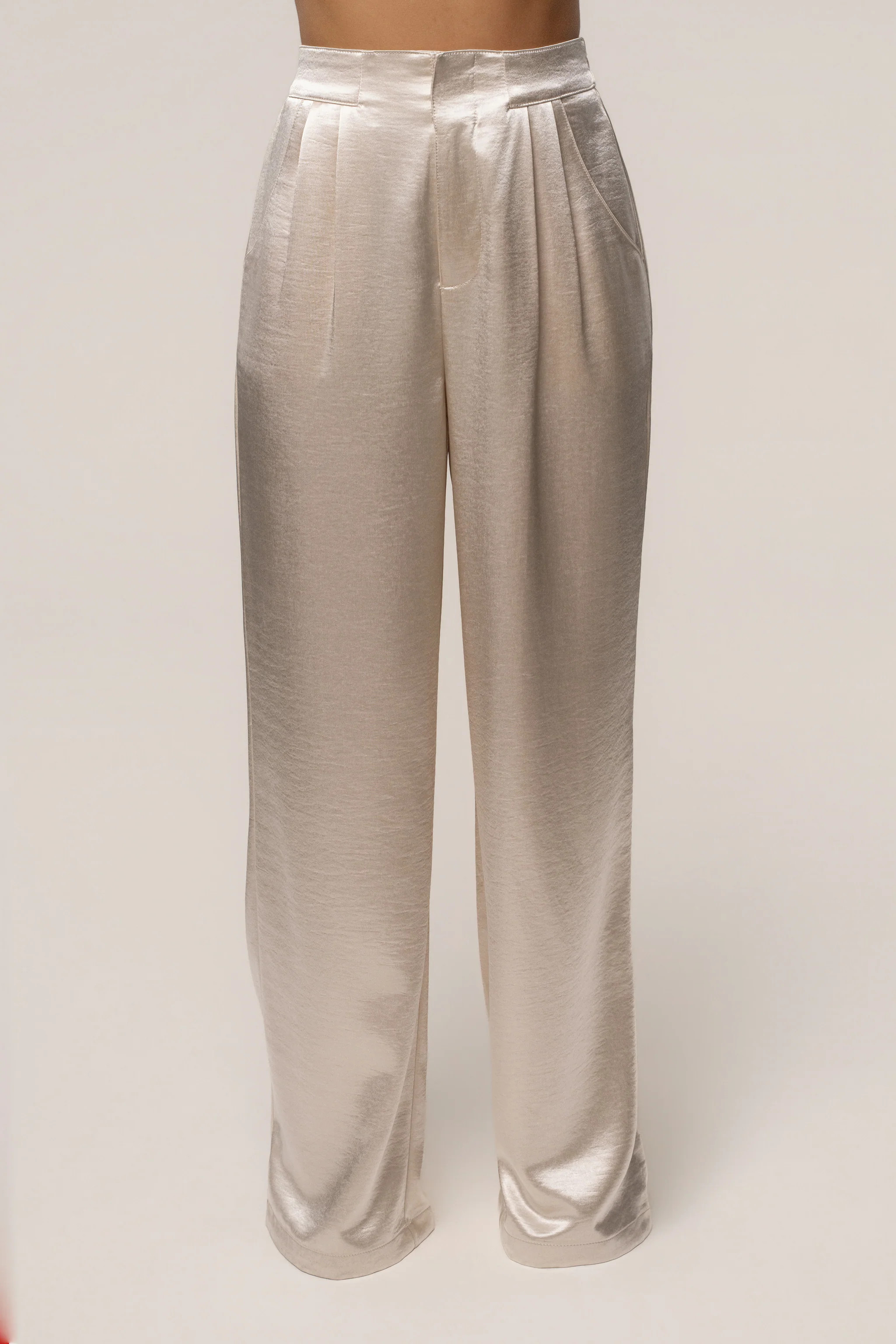 Ivory Thea Satin Pants | JLUXLABEL US