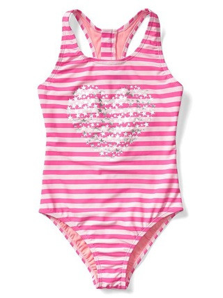 Gap Girls Embellished Stripe Racerback Swim One Piece Size L - Light peony | Gap US