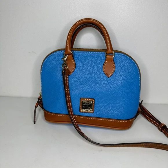 Dooney & Bourke Zip Satchel Pebbled Leather Purse Handbag -Blue | Poshmark