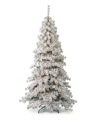 Flocked Winter Fir 7.5' Pre-Lit Flocked Hard Needle Tree with Metal Stand 735 Tips, 300 Warm LED ... | Macy's