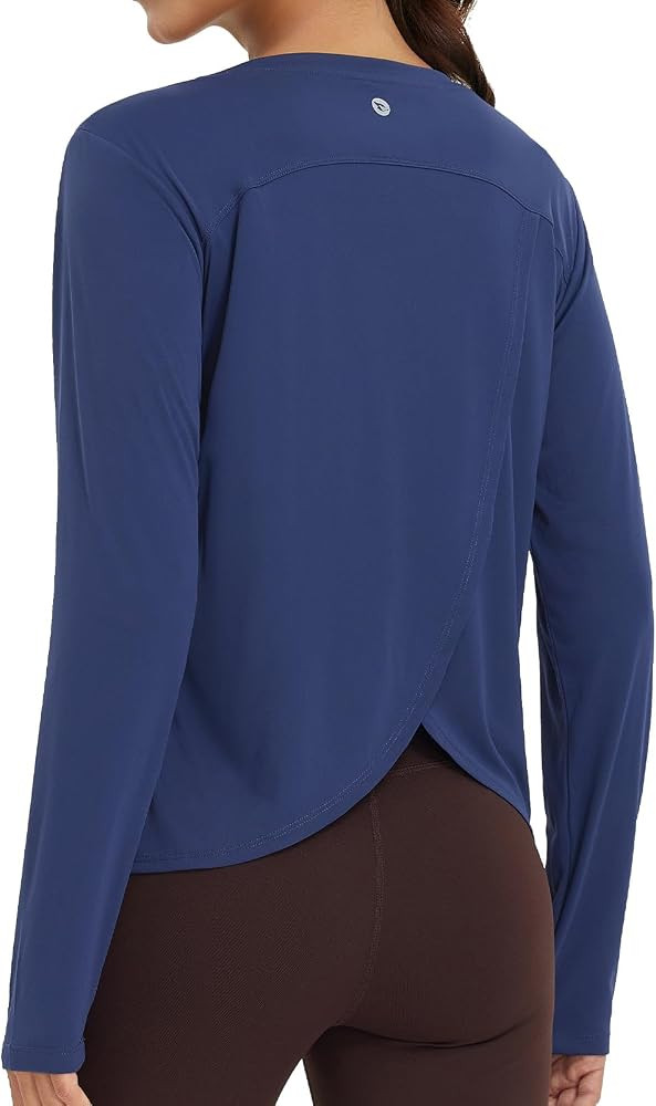 baleaf Women's Long Sleeve Workout Tops Quick Dry Shirts Split Back | Amazon (US)