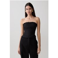 Annie Strapless Tie Back Linen Top / Black | MESHKI | L | MESHKI US
